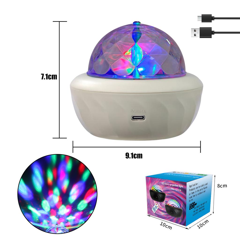 USB Powered Starry Sky Projector Lamp RGB Night Light Automatic Rotating Crystal Desk Lamp for Bedroom Kids Home Party Decor