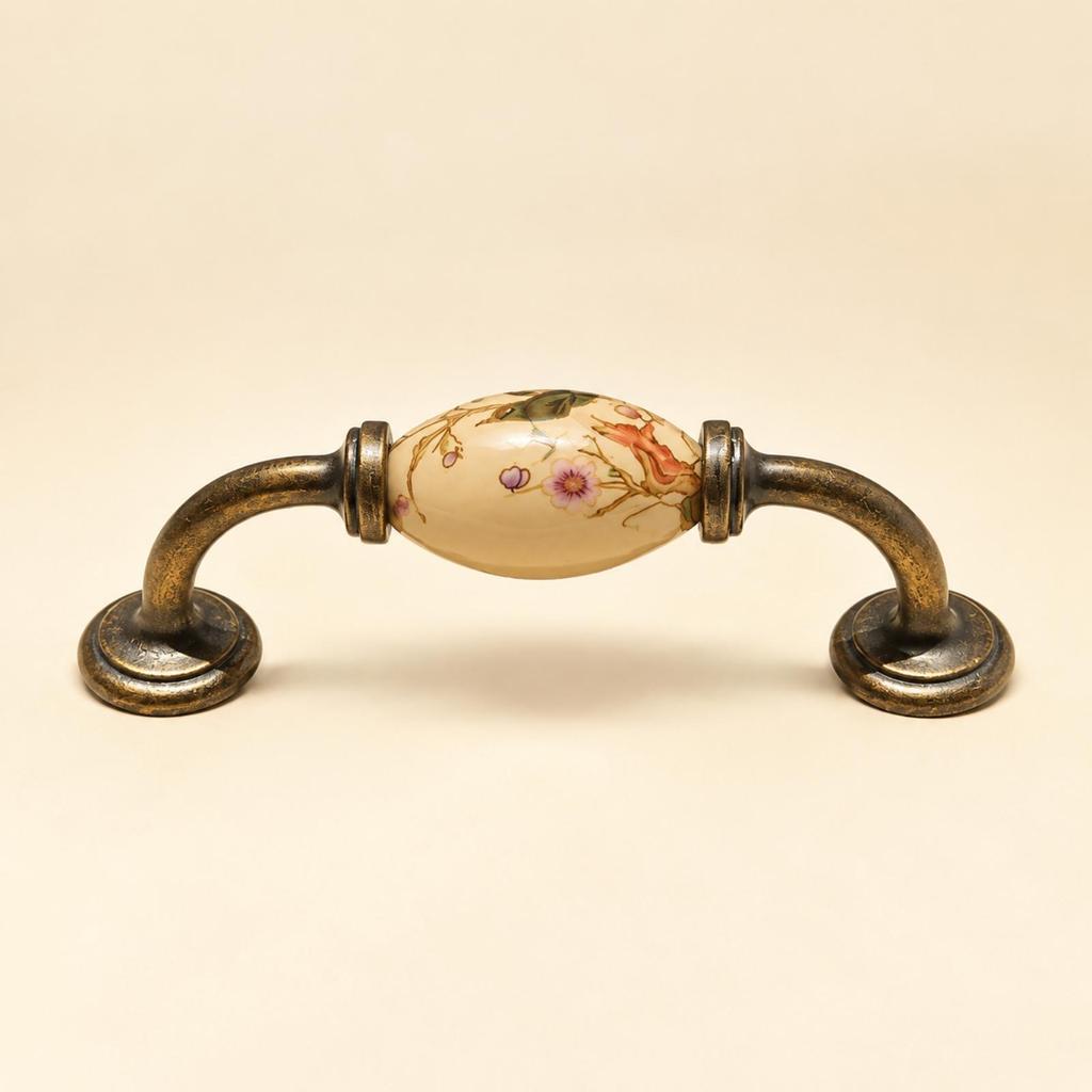 Wardrobe Drawer Pull Elegant Ceramic and Metal Furniture Handle Sturdy