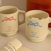 Bow Printed Mug Creative Ceramic Water Cup Breakfast Milk Cup Office Afternoon Tea Latte Coffee Cup Drinking Utensils