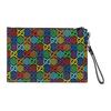 Gucci GG Canvas Rainbow Print Leather Wristlet Clutch Bag Black Daily Party Shopping 601087-H20BN-1058