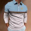 Christmas-themed long sleeve zip polo, stylish holiday casual top
