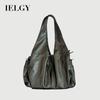 Ladies Tote Bag Retro Large Capacity Soft Leather Black Portable Shoulder Bag