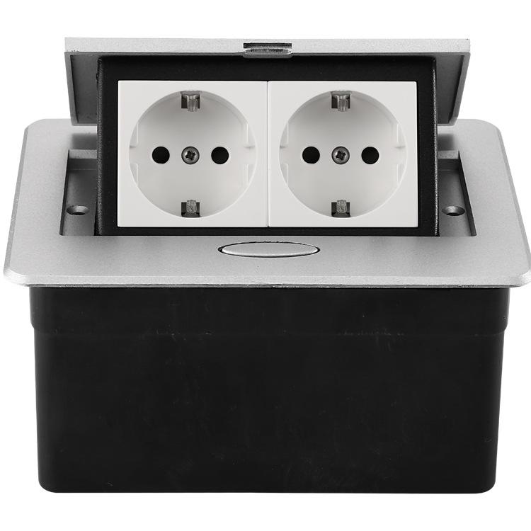 Recessed Pop-up Desktop Power Socket with Network and Euro/French/German Connections.