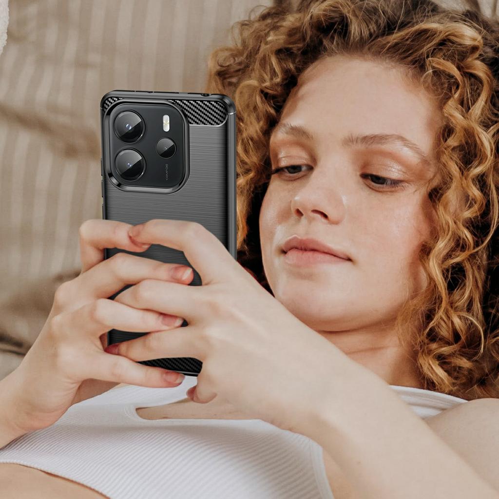 Phone Case for Xiaomi Redmi Note 14 4G (163.25x76.55x8.16mm) Protective Cover Carbon Fiber Texture Brushed