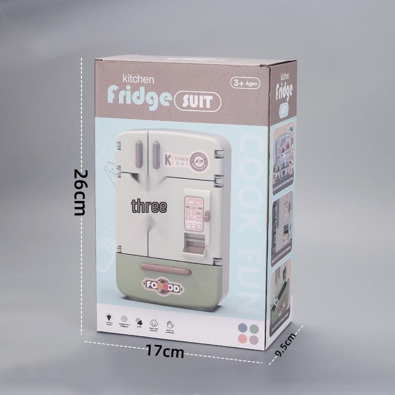 Kids' Mini Kitchen Pretend Play Double Door Fridge Toy with Miniature Food