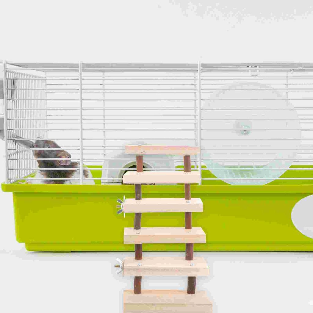 Wooden Ladder Toy Natural Wood Hamster Climbing Ladder Pet Cage Stairs Small Animal Play Ladder Chinchilla Rat Cage