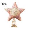 Small Tree Decoration Christmas Star Topper, Patchwork Plush Stuffed Xmas Handmade Cloth Topper Ornament for Winter Holiday Party Home Decor Fabric