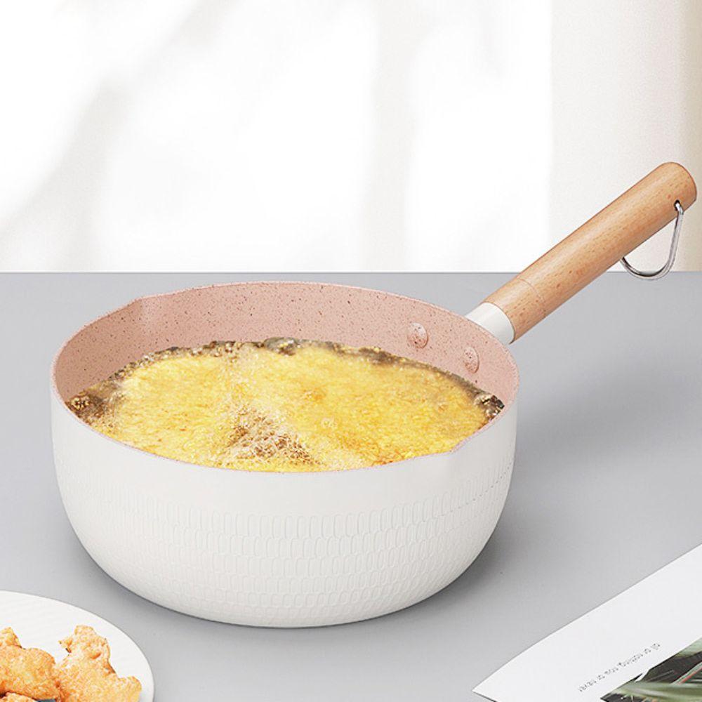 Wooden Handle Japanese Saucepan Aluminum Alloy Universal Non-stick Pan with Lid Diversion Port Soup Pot Dormitory