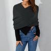 Unisex Knitted Shawl Sweater with Sleeves - Versatile Solid Color Cloak for Autumn and Winter Parties