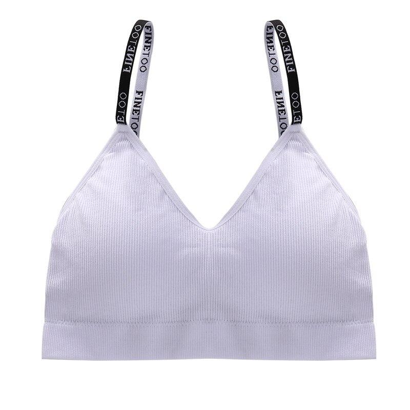 

FINETOO Женские бесшовные укороченные топы для активного отдыха Короткие топы Майка-топ для девочек Нижнее белье Майка-труба с буквами Сексуальный фитнес-бюстгальтер-бандо M/L белый