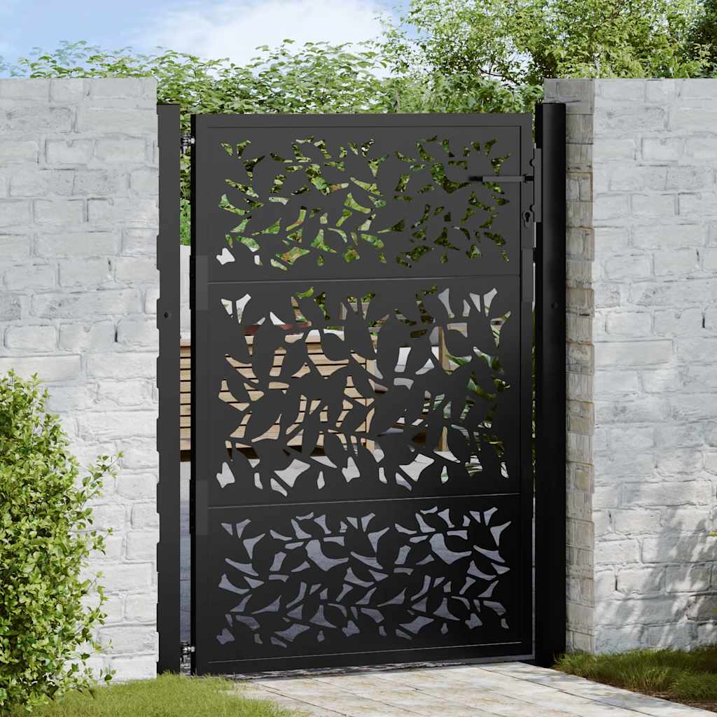 Garden Gate Black 100 x 125 cm Steel Sheet Design