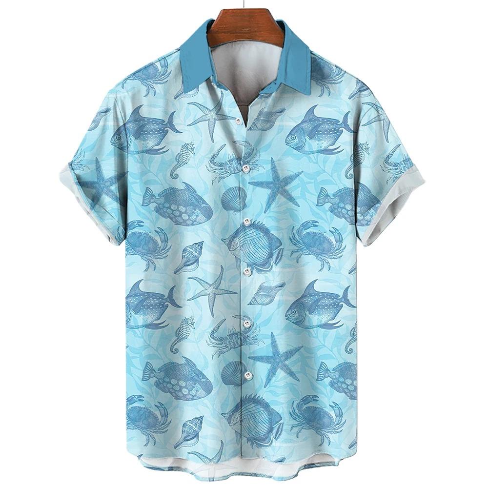Pánské košile Mořské zvíře Mořský koník Malířský styl Tištěná košile s krátkým rukávem Autentický ležérní pánský top Svetr Košile