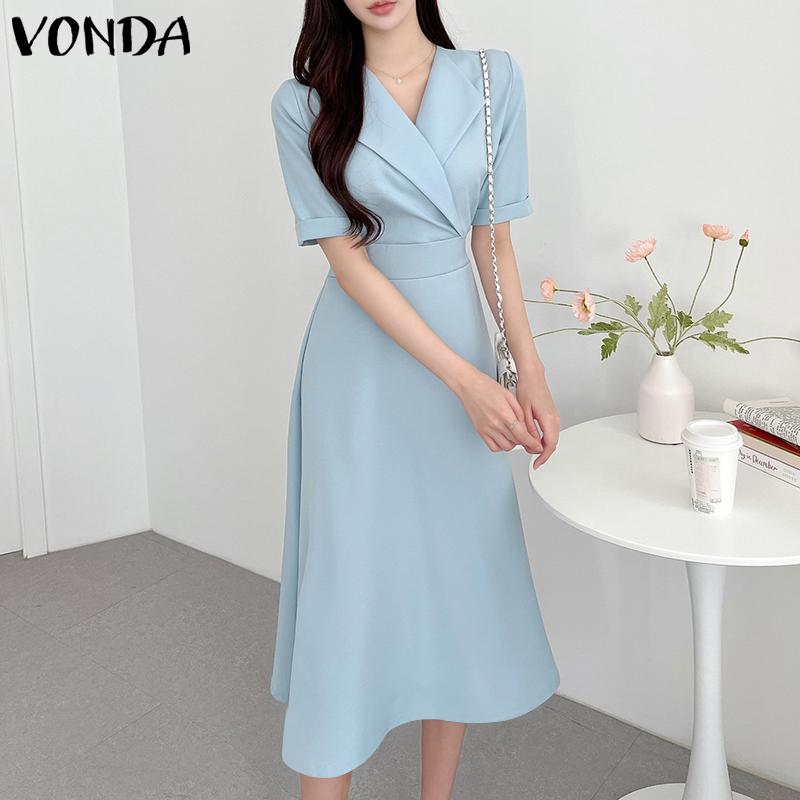 

VONDA женское элегантное длинное платье с V-образным вырезом и коротким рукавом