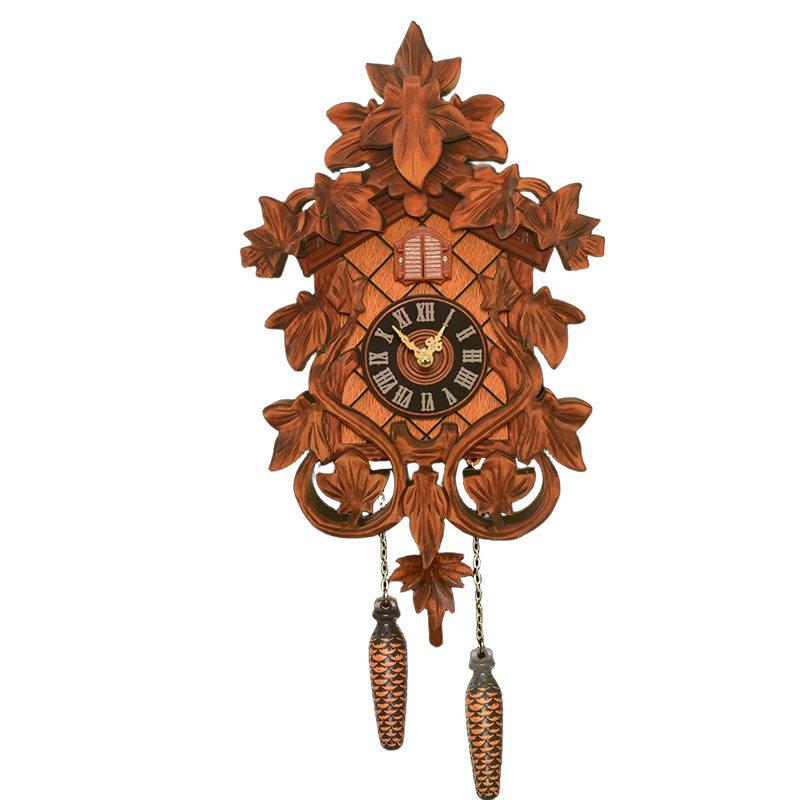 Small European Retro Wooden Cuckoo Wall Clock - Bird Time-Telling Living Room Decor