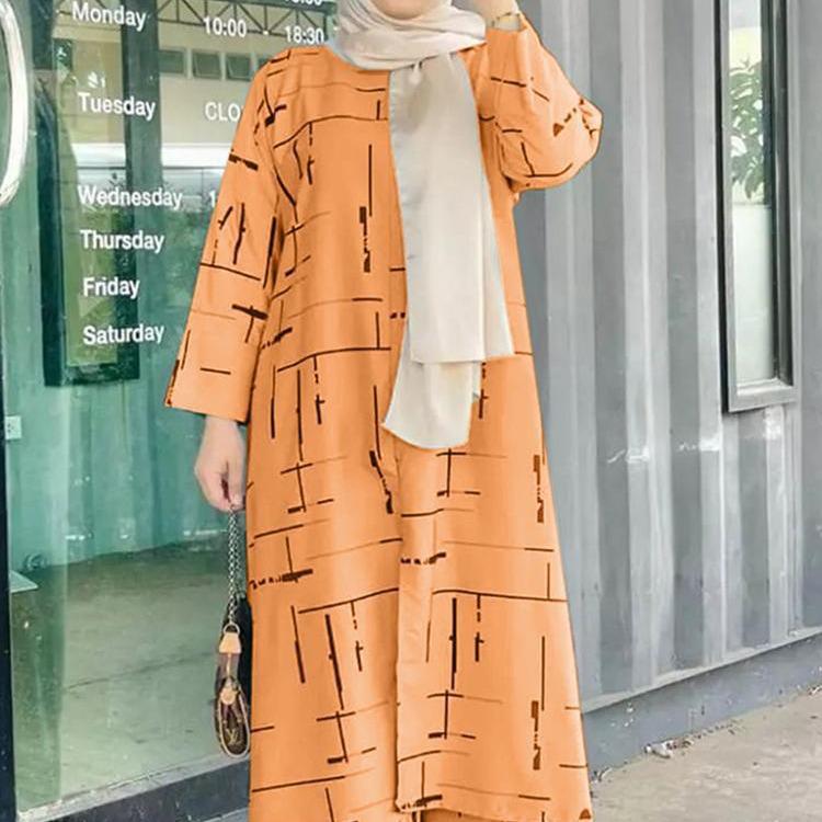 Women's Army Green Muslim Print Casual Fashion Set