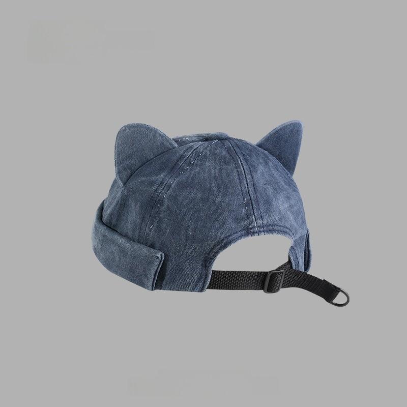 Cute Cat Ear Hat Unisex Cotton Sun Protection Cap With No Brim For Summer And Spring