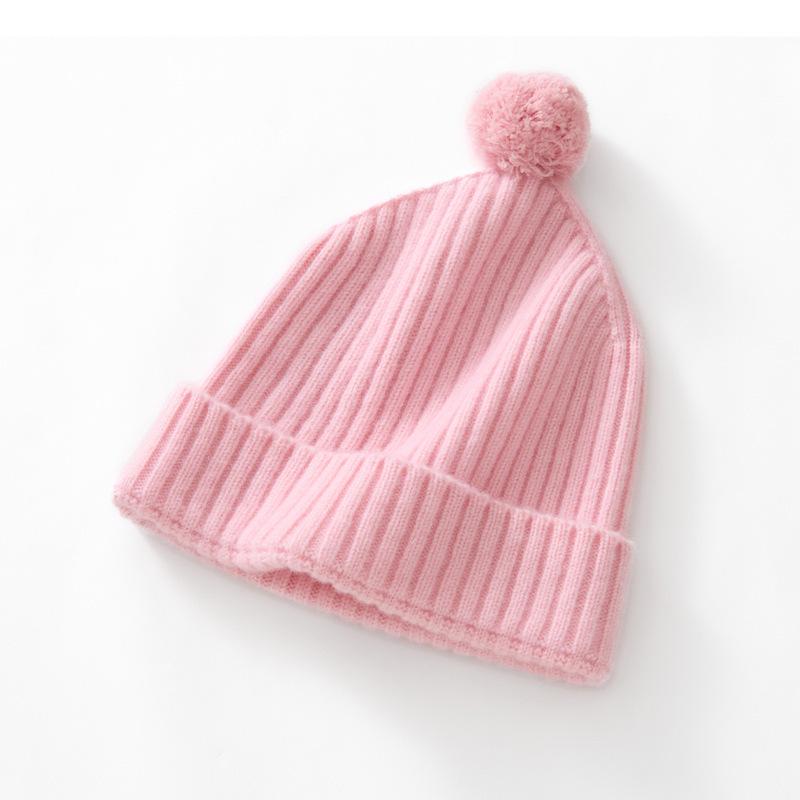 Cozy Cashmere Knit Baby Hat - Warm, Elastic, Solid Color for Autumn/Winter
