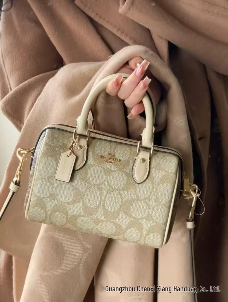 Coach Rowan Mini Boston Pillow Bag - Classic Monogram Handbag & Versatile Shoulder/Crossbody Women's Bag