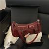 Vintage Pu Leather Shoulder Bag Y2k Zipper Handbag Fashion Women's Armpit Bag  Ladies