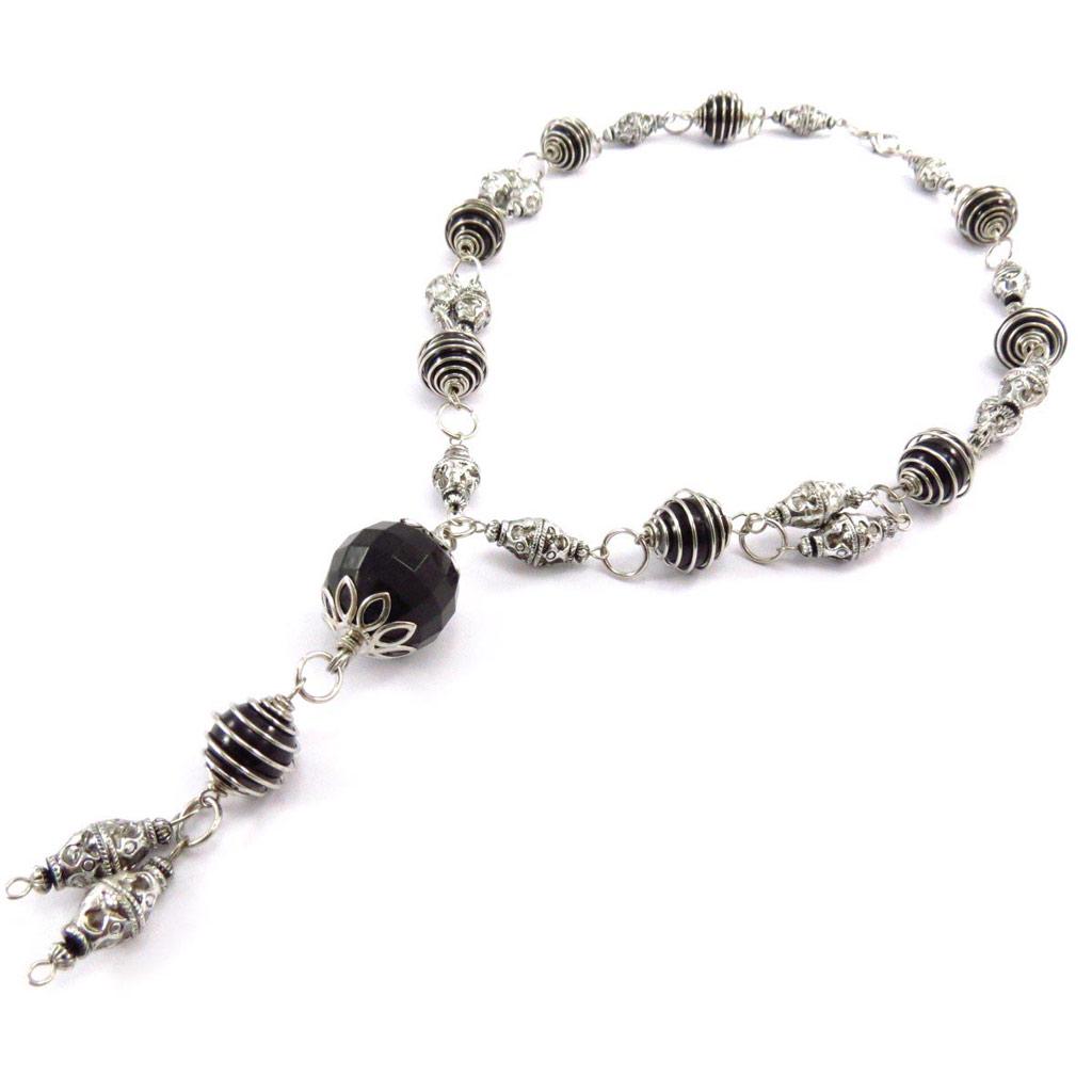 Les Trésors De Lily [J6981] - Collier Créateur 'Altai' noir argenté