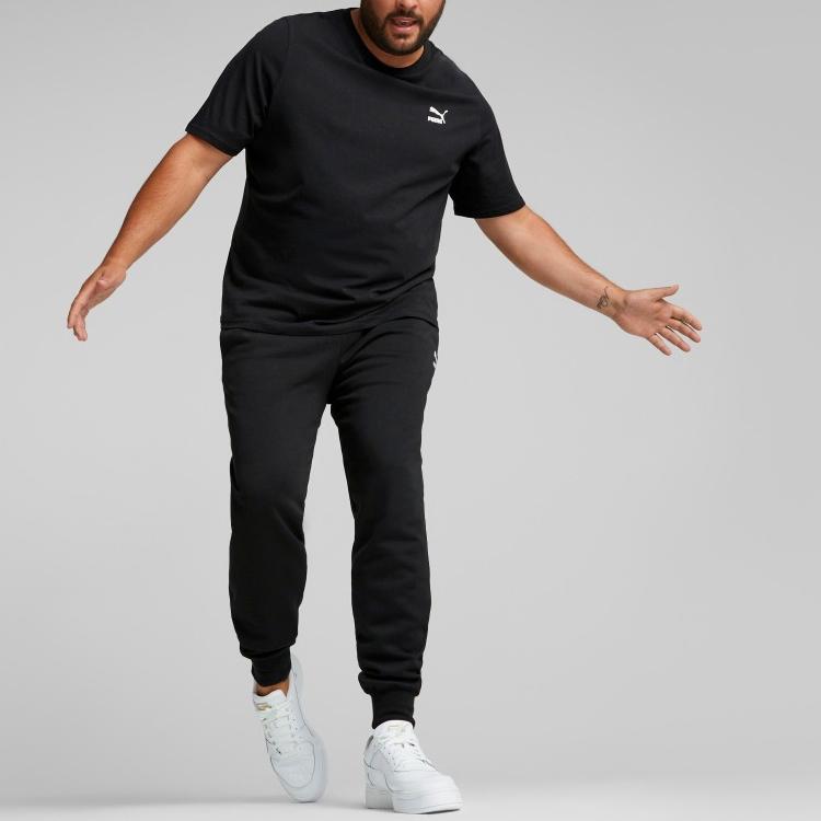 Puma Classics Small Logo Tee Solid Color Crew Neck Sports Short Sleeve T-Shirt Men Tops Black 621944-01