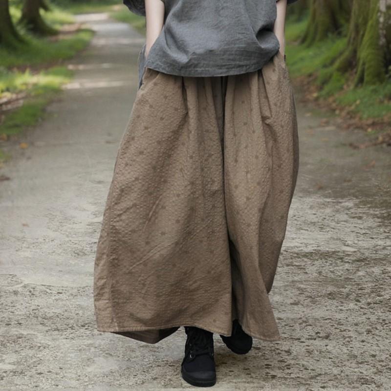 

Johnature Women Vintage Polka Dot Skirts Elastic Waist Soft Cloths Summer Casual Soft A-Line Skirts One Size