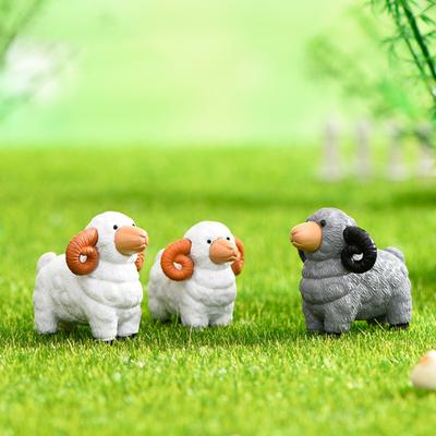 Animal Figurine Sweet Mini Cute Expression DIY Injection Molding Desktop Animal Sheep Ornament Dollhouse Supplies