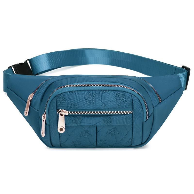 Women's fashionable waist bag, multifunctional outdoor waist bag with multiple zipper compartments and adjustable shoulder strap