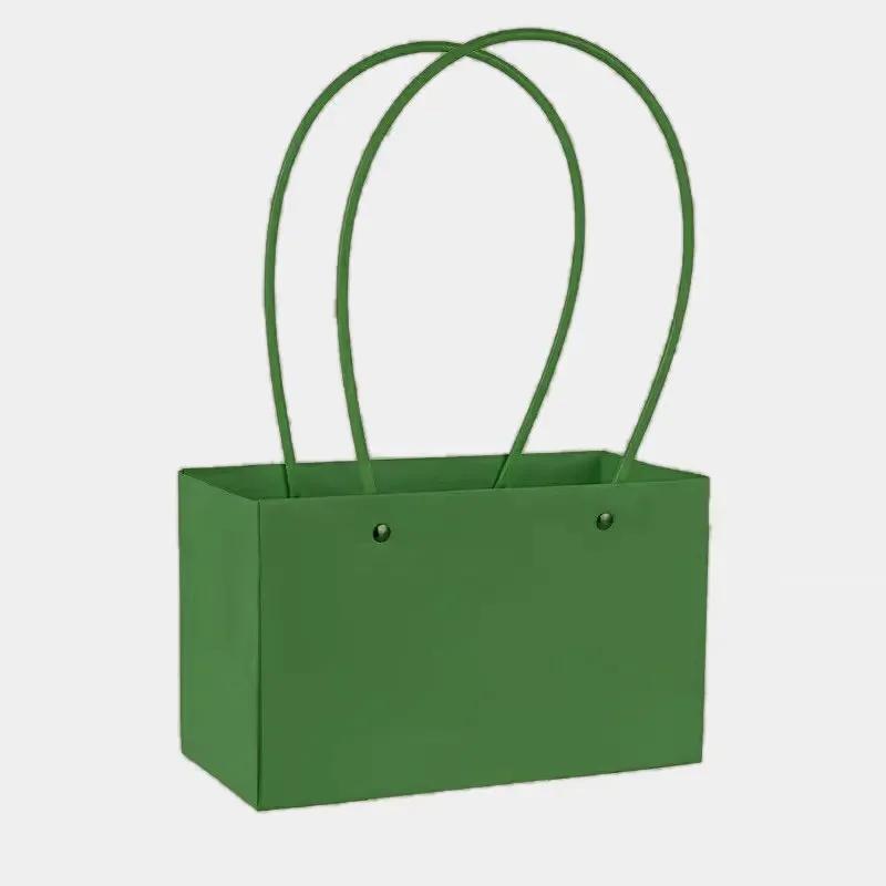 Paper Box Pink Kraft Paper Tote Bag Square Gift Bag  Flower Shop Supplies Valentine's Day Party 10pcs Fresh Flower Packaging