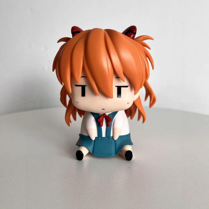 New Shikinami  Ayanami Rei  Makinami Sitting Posture Q Version Doll Hand-Made Adorkable Figure Car-Mounted Desktop Ornament Gift