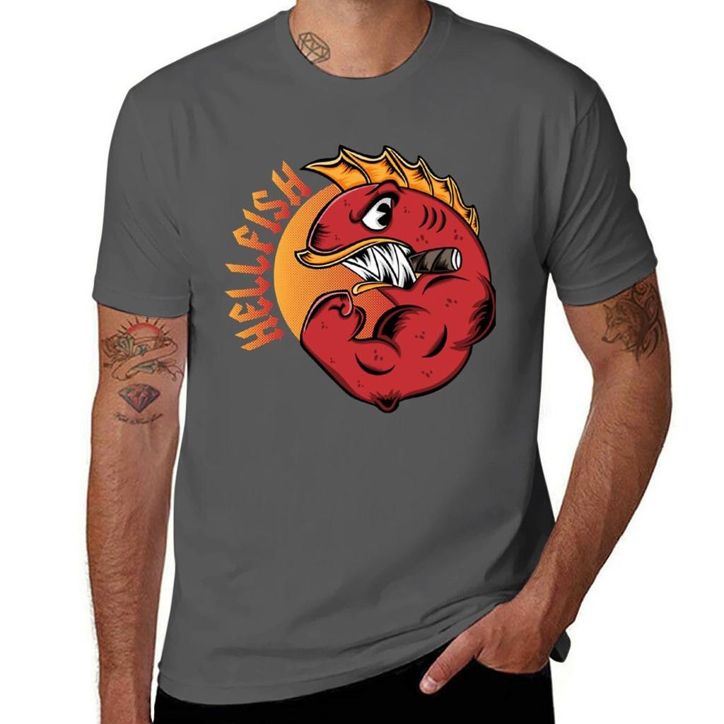 The Hellfish Rock Style TShirt Soft Basic Cotton Short Sleeve Tee