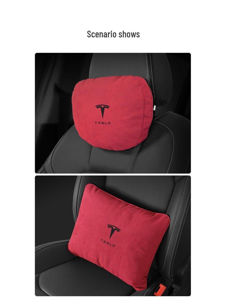 Tesla Model 3/Y Suede Maybach Headrests, Neck & Lumbar Supports