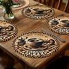 Circular Coffee Themed Placemat, Insulated Dining Table Mat, Home Kitchen Dining Table Decoration Accessories