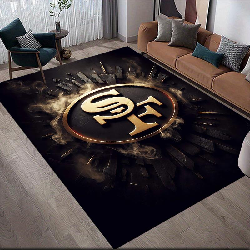 San Francisco 49ers2 Flanellmuster Quadratischer Teppich, Teppichläufer, Teppich für Wohnzimmer Schlafzimmer Sofa Spielzimmer Dekor, Rutschfeste Bodenmatte