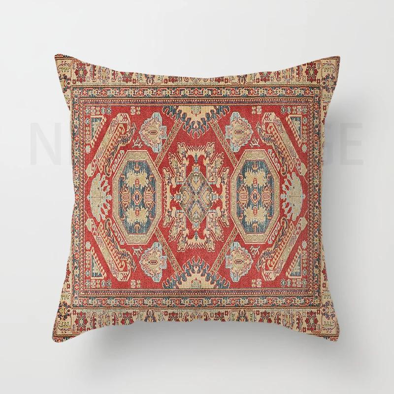 Red Moroccan Ethnic Style Short Plush Pillowcase Sofa Cushion Cover Home Decoration Can Be Customized for You 40x40 50x50 60x60