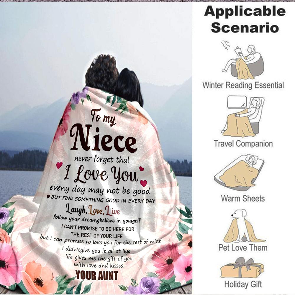 1pc To Niece Love Envelope Blanket, Lightweight Flannel Throw For Sofa, Bed, Travel, Camping, Livingroom, Office, Couch, Chair, And Bed,
