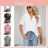 Sexy Women's Short Sleeve Blouse With V-neck Cut Out Lace Multiple Colors