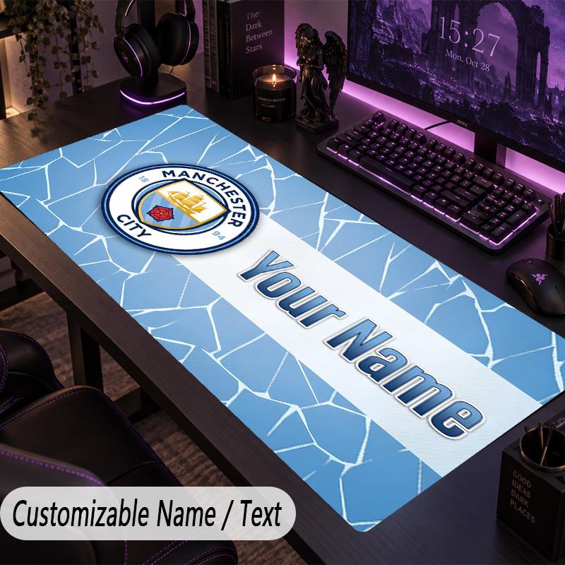 Custom Text Big Mousepad, Extended Desk Pad For Laptop Work GameManchester City