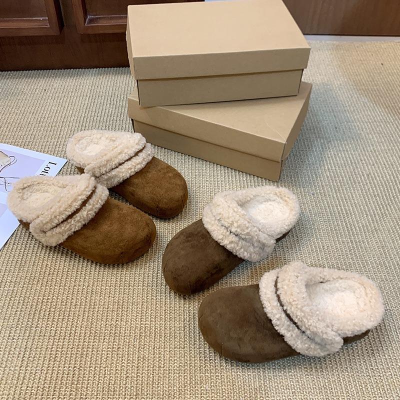 Retro Velvet Thickened Warm Women's Autumn and Winter New Fashion Versatile Casual Fluffy Slippers