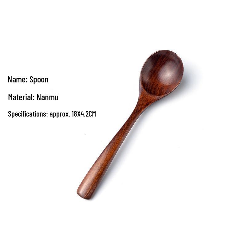 Camphor Wood Multi-Purpose Spoon Set: Coffee, Milk Tea, Honey, Dessert, Soup & Fork for Adults and Children.