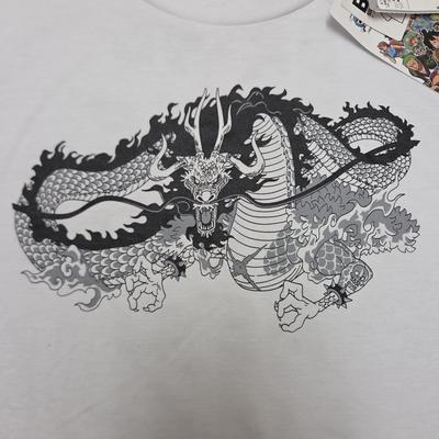 One Piece Hemd Herren Groß Weiß Kaido Drache Große Silhouette Anime Grafik T-Shirt