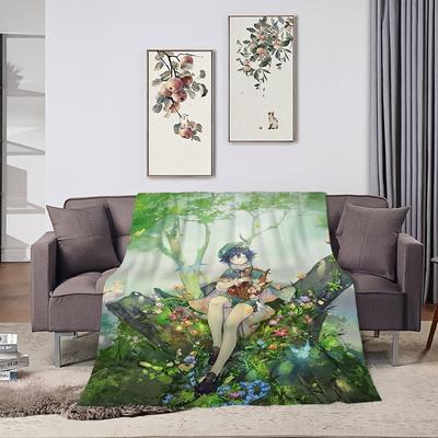 Genshin Impact Venti Printed Comfortable and Soft Sofa Living Room Bedroom Plush Blanket Suitable for Home Travel and Gifts