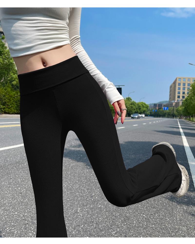 High-Waist Ice Silk Flare Yoga Pants - Slimming & Casual Sportswear