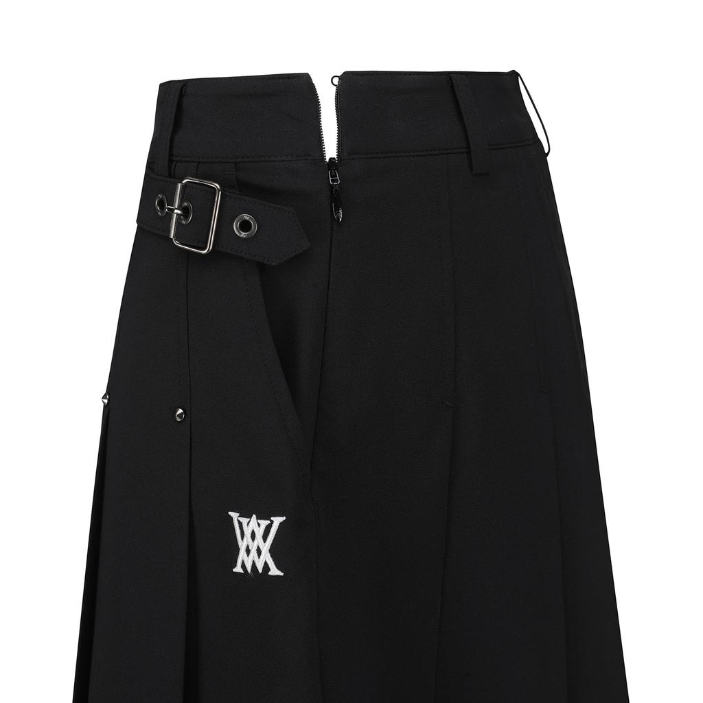 ANEW GOLF Women Buckle Decoratioin Pleats Skirt_Bk