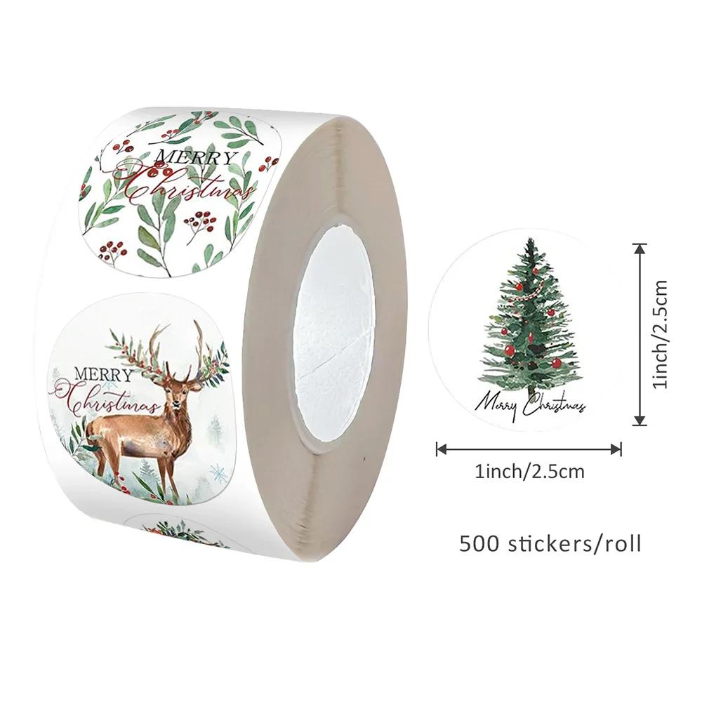 100-500pcs 1inch Christmas Stickers for Envelope Round Merry Christmas Stickers 8 Designs Christmas Gift Decor Stickers