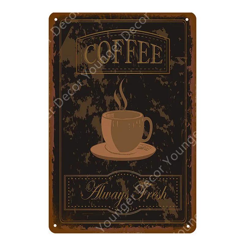 Coffee Menu Plaque Home Bar Cafe Vintage Wall Decor Art Metal Tin Signs Pub Tavern Retro Decorative Plates Metal Poster YJ177