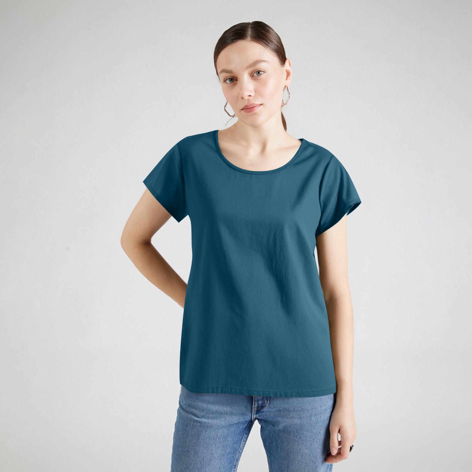 

Женский однотонный легкий топ с круглым вырезом и короткими рукавами L