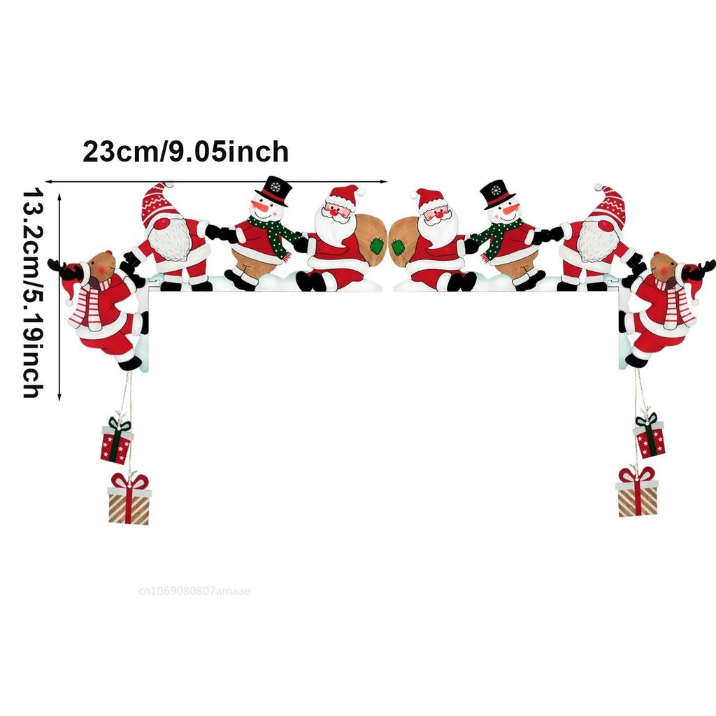 Christmas Door Frame Pendant Decoration Wooden Santa Claus Elk Xmas Gnome Door Corner Ornament Navidad New Year Decorative Props