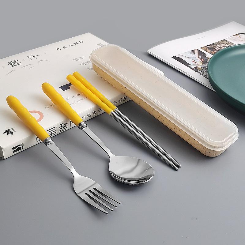 Set di posate ecologiche in paglia di grano: Cucchiaio, Forchetta e Bacchette in Giunto di Bambù - Ideali per Viaggio, Casa, Hotel o come Regalo.