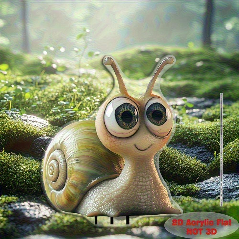 Flat 2d Cute Gardening Snail Decoration - Big Eyes Snail Sign, Outdoor Courtyard Lawn Four Seasons Holiday Decoration, Home Garden Ornaments